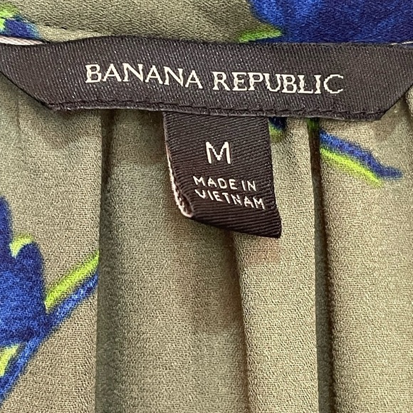 Banana Republic Floral French Shirtdress Lined with Pockets Olive Green Medium - Picture 11 of 12